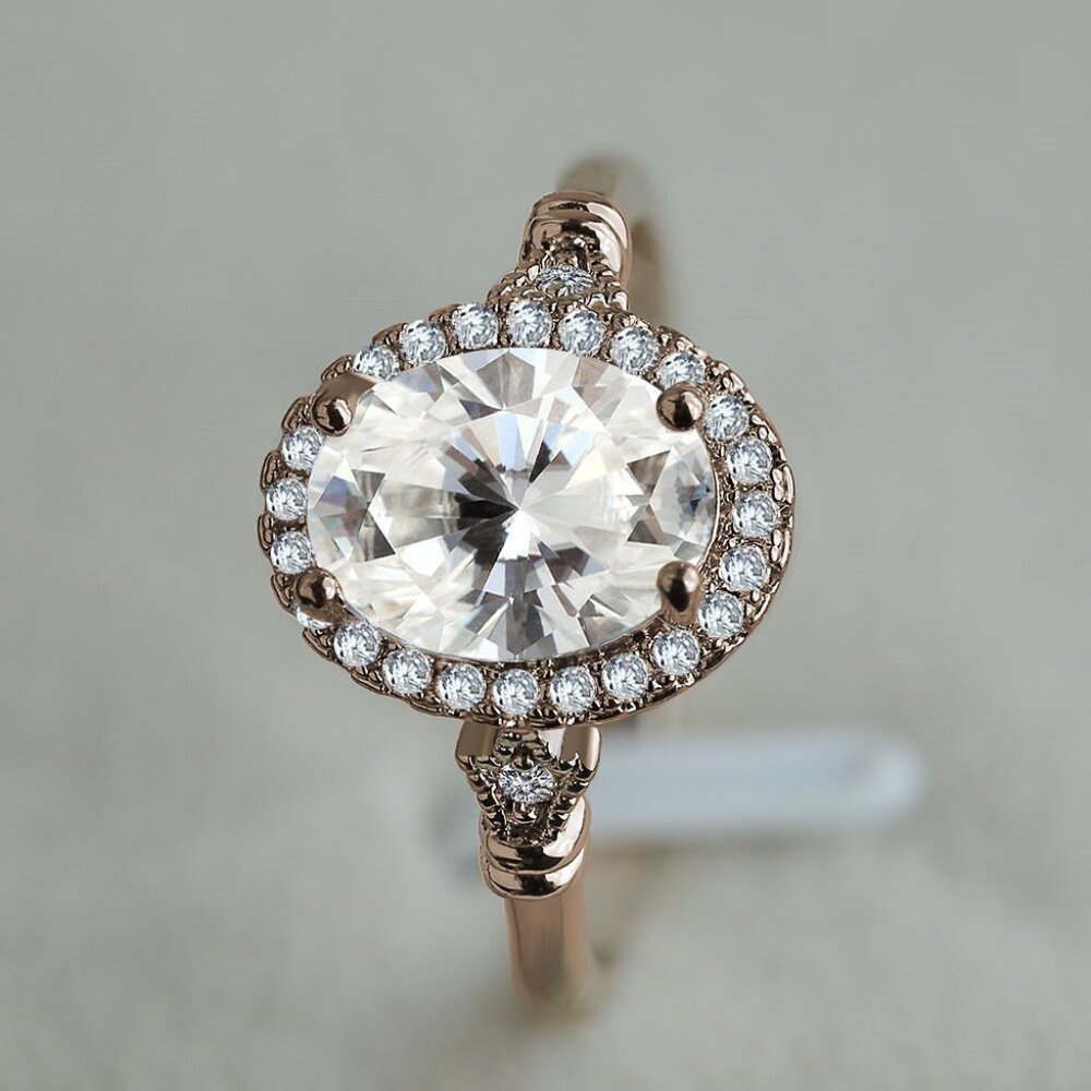Dazzling Gemstone Beautiful Rose Gold Oval Ring for Women, VIP042 - Picture 3 of 8